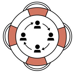 Illustration of a lifebuoy with an icon representing employee turnover inside.